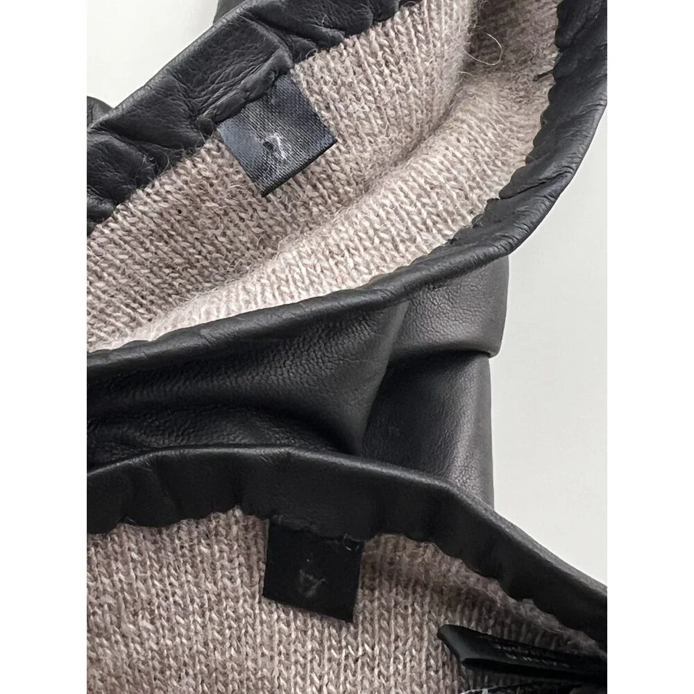 PORTOLANO Women's Size 7 Black Long Leather Gloves Cashmere Lined ITALY Luxe